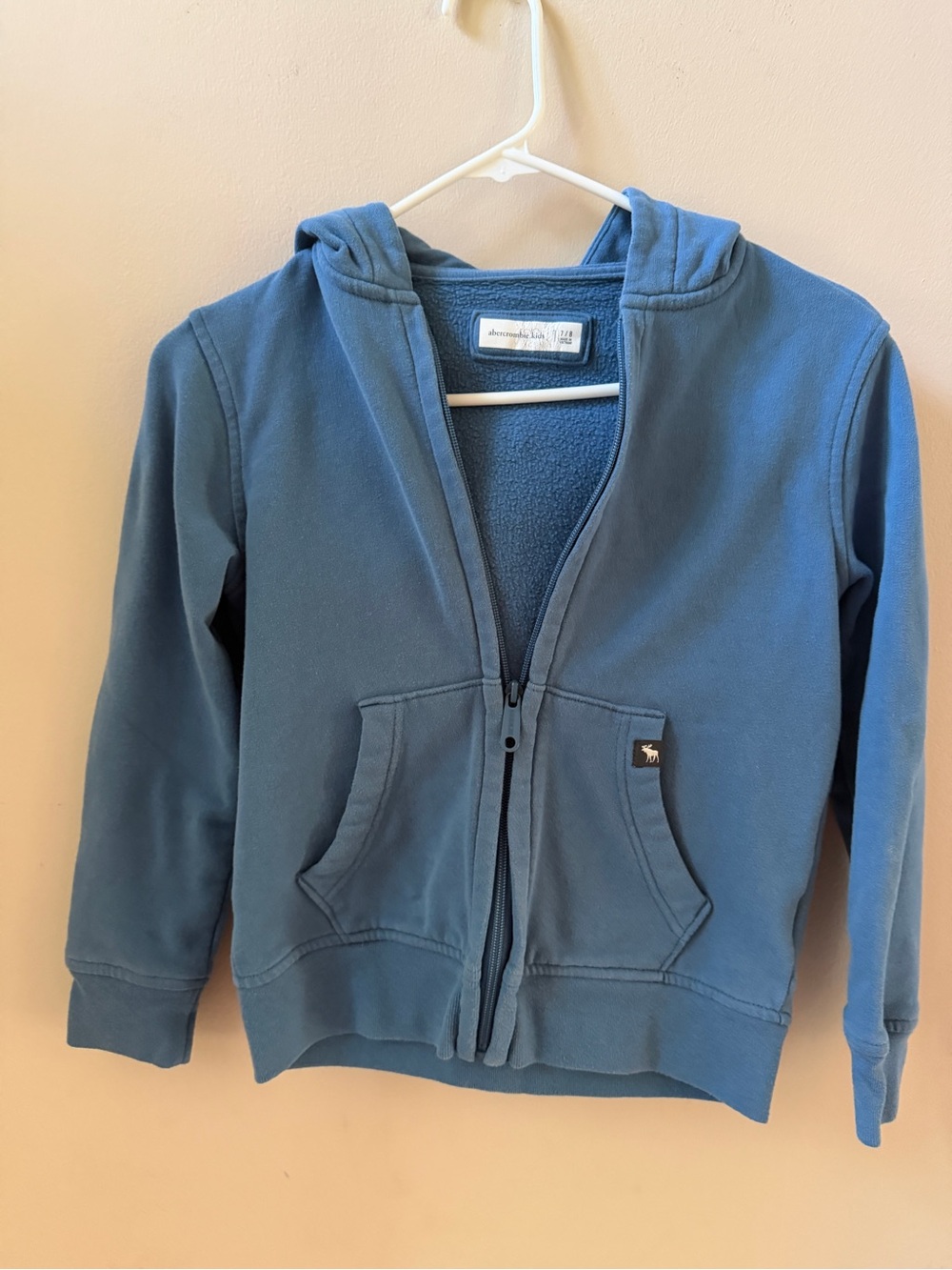 Abercrombie Kids Blue Zip-Up Cotton Blend Hooded Sweatshirt size 7/8